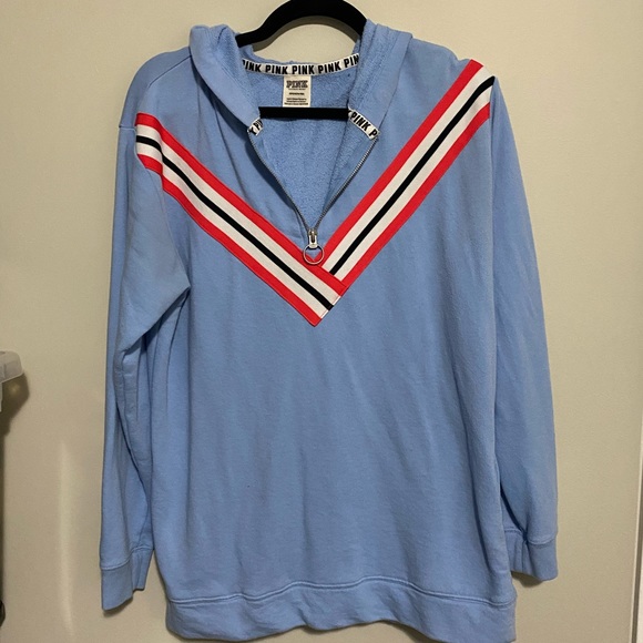 Victoria's Secret PINK Quarter Zip Hoodie | Long Sleeve | Blue | Size Small - Picture 3 of 7